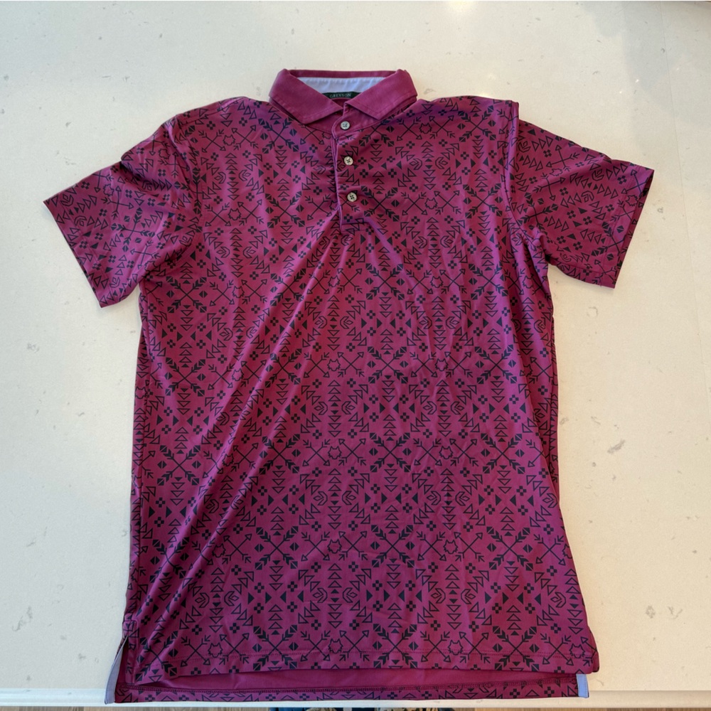 Greyson Patterned Maroon Golf Polo Shirt